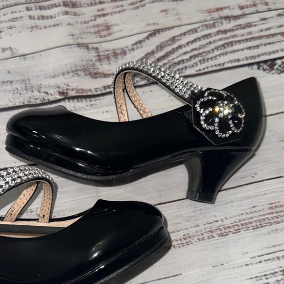 Link Black Dress Shoes with Rhinestone Straps Sz. 11 - Picture 5 of 8